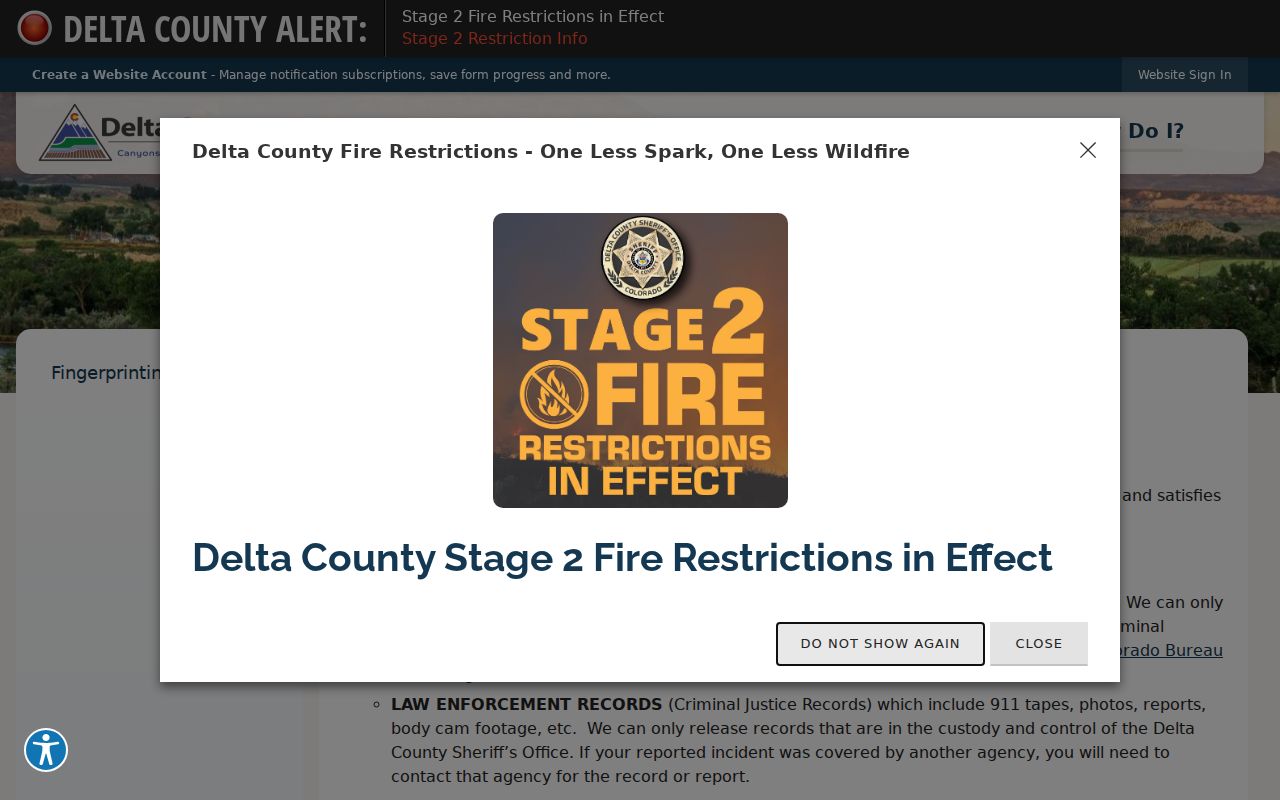 Delta County Sheriff Records Management request information