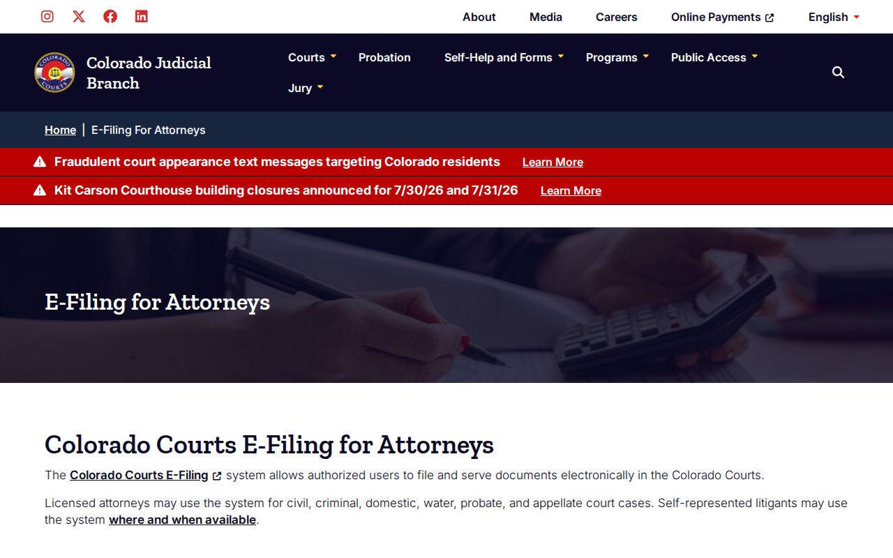 Colorado court public access and register information