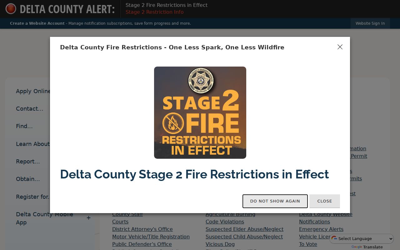 Delta County Sheriff's Office official records and public service page