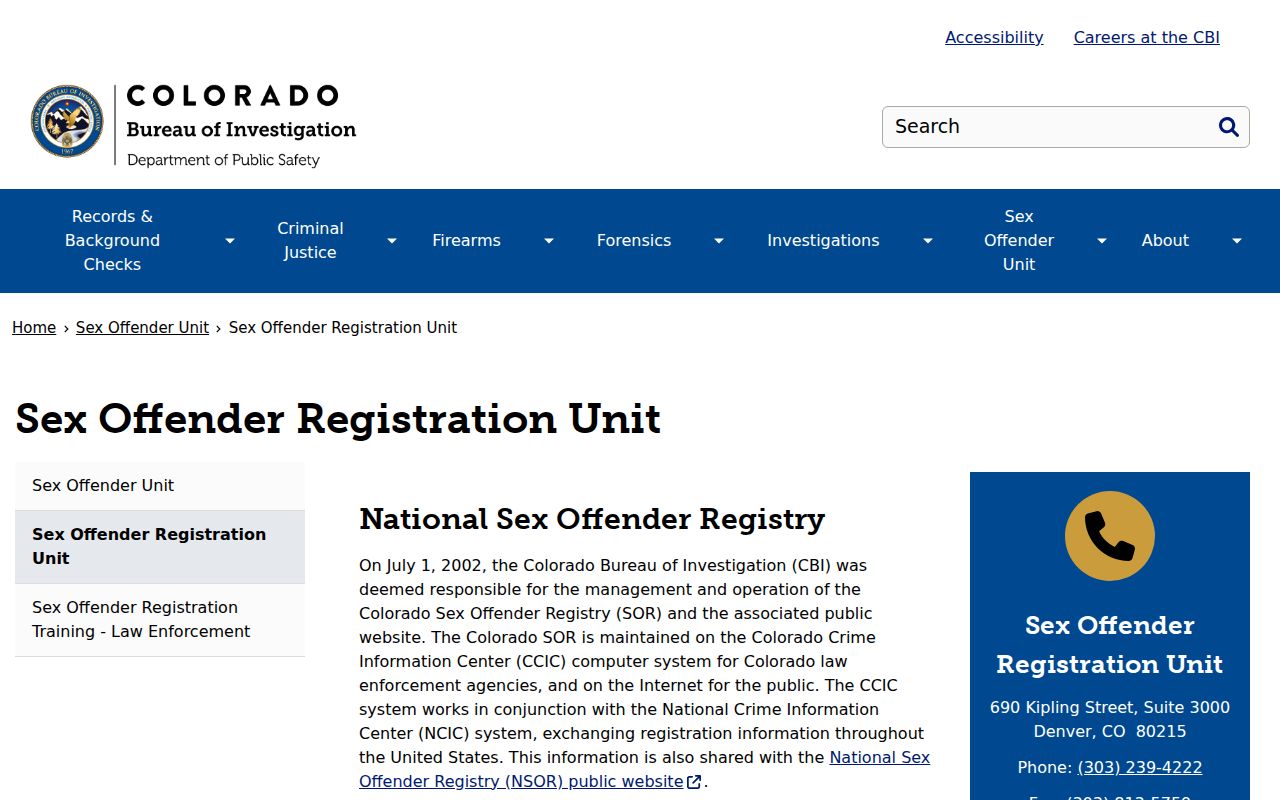 CBI information for Delta County sex offender registry list requests