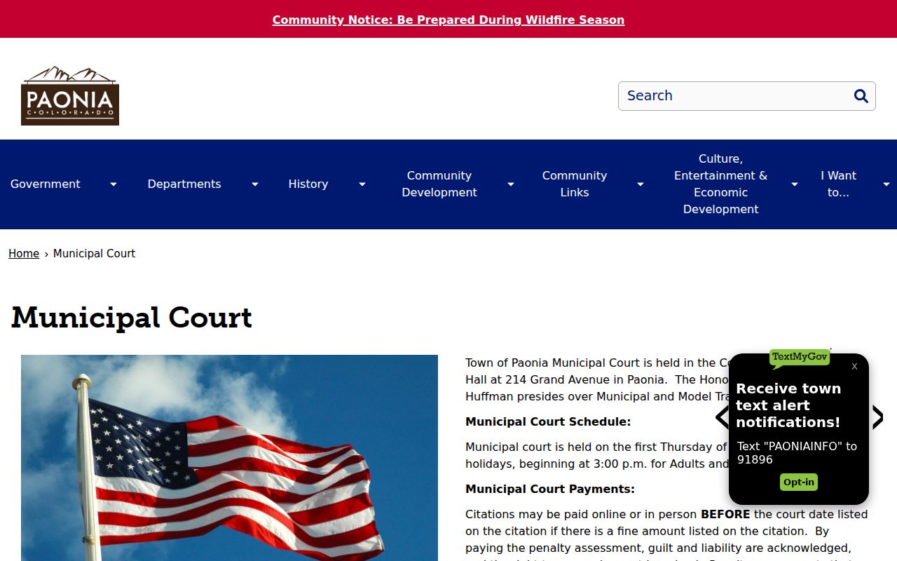 Official Paonia Municipal Court information page