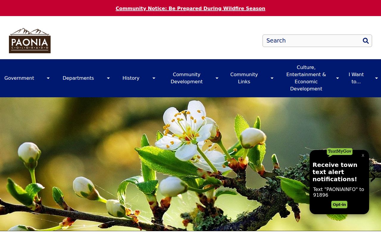 Official Town of Paonia government website and town hall